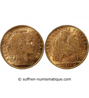 MARIANNE, COQ - 10 FRANCS OR 1911