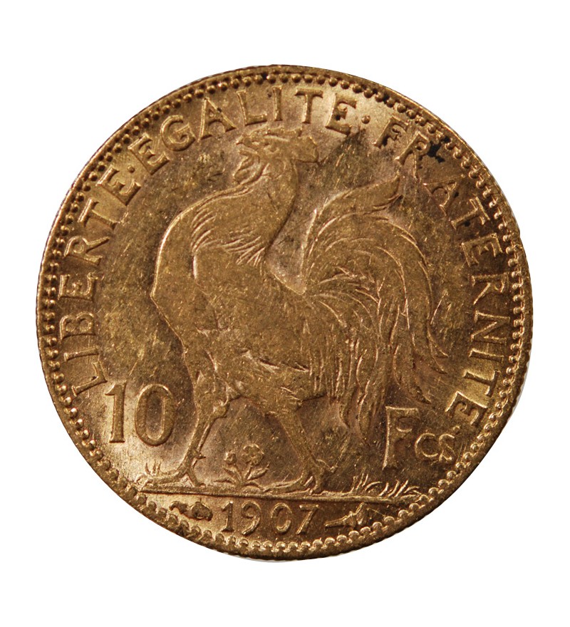 MARIANNE, COQ - 10 FRANCS OR 1907﻿