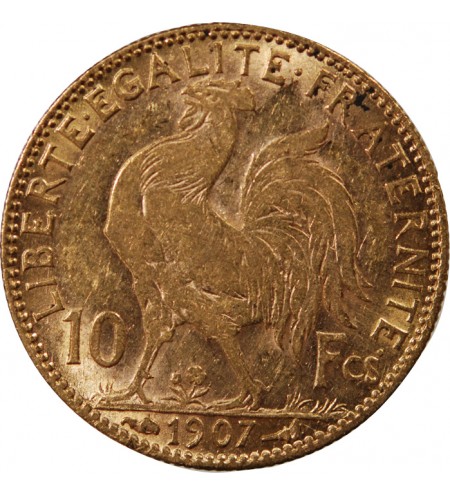 MARIANNE, COQ - 10 FRANCS OR 1907﻿
