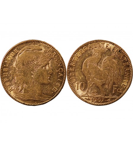 MARIANNE, COQ - 10 FRANCS OR 1907﻿