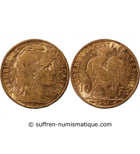 MARIANNE, COQ - 10 FRANCS OR 1907﻿
