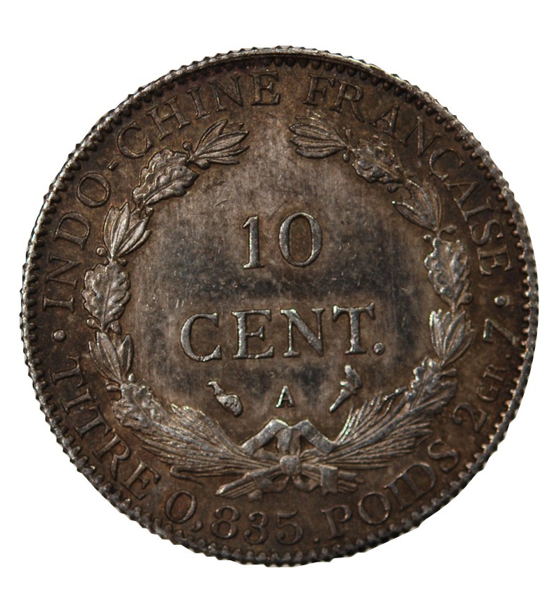 INDOCHINE FRANCAISE - 10 CENTIMES ARGENT 1909 A PARIS