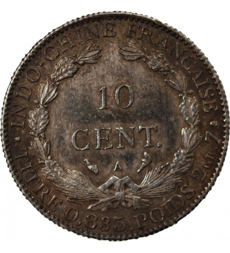 INDOCHINE FRANCAISE - 10 CENTIMES ARGENT 1909 A PARIS