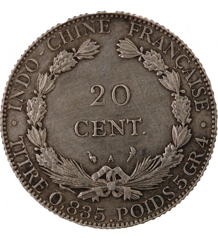 INDOCHINE FRANCAISE - 20 CENTIMES ARGENT 1902 A PARIS