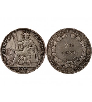 INDOCHINE FRANCAISE - 20 CENTIMES ARGENT 1902 A PARIS 2