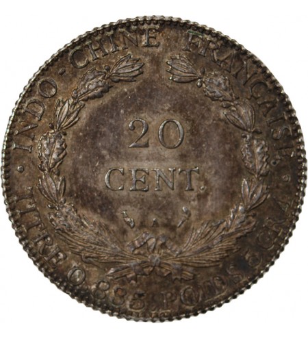 INDOCHINE FRANCAISE - 20 CENTIMES ARGENT 1902 A PARIS