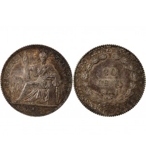 INDOCHINE FRANCAISE - 20 CENTIMES ARGENT 1902 A PARIS 2