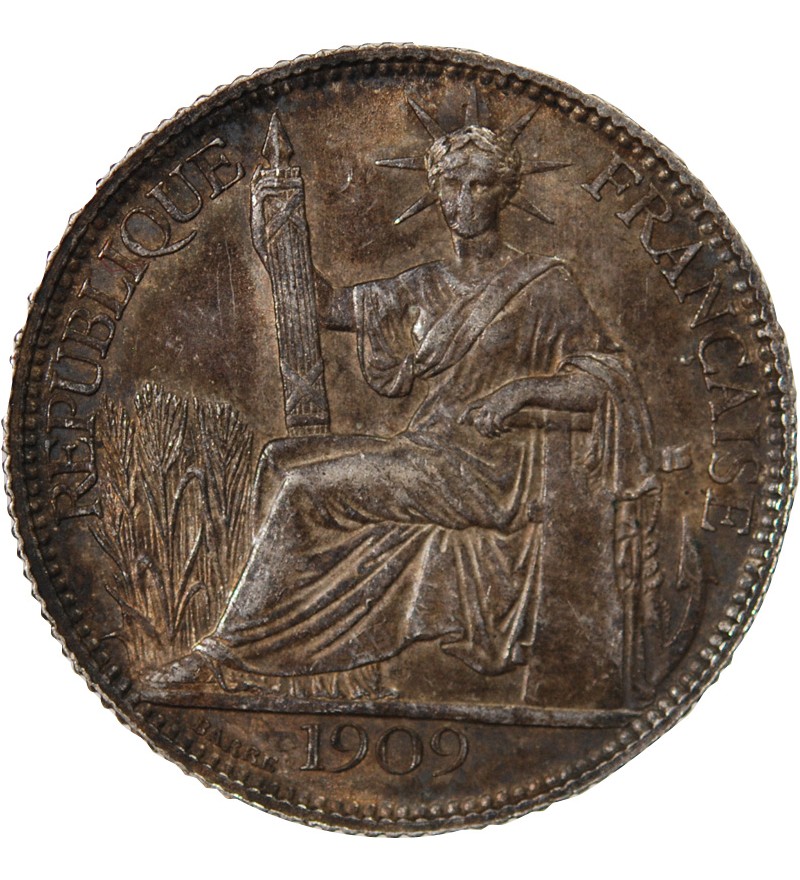 INDOCHINE FRANCAISE - 20 CENTIMES ARGENT 1909 A PARIS