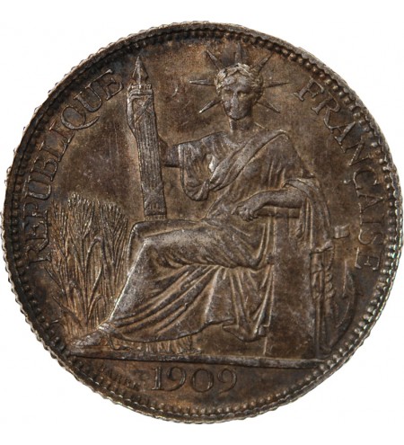 INDOCHINE FRANCAISE - 20 CENTIMES ARGENT 1909 A PARIS