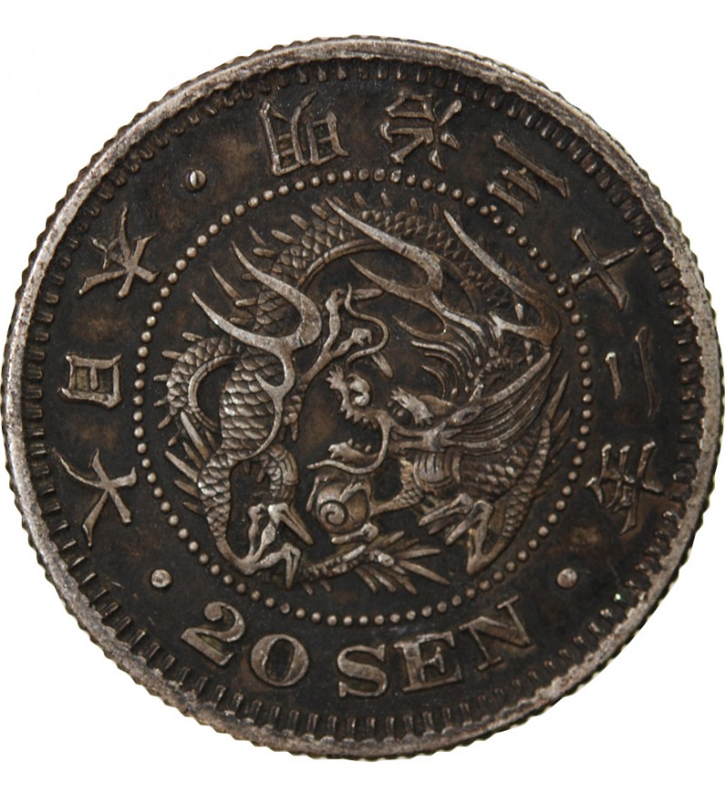 JAPON, MEIJI - 20 SEN ARGENT AN 3 (1870)