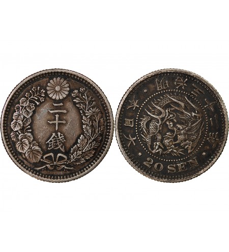 JAPON, MEIJI - 20 SEN ARGENT AN 3 (1870)