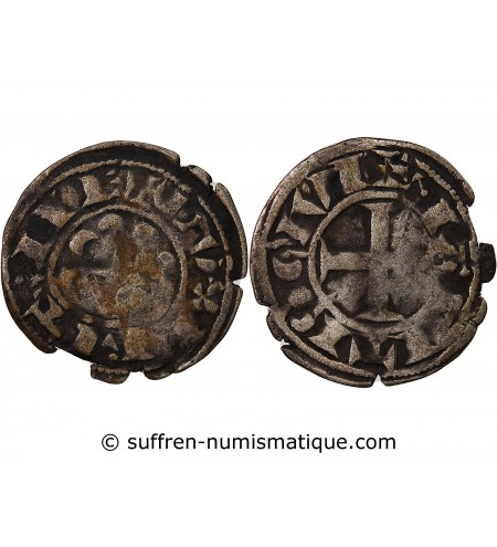 Guy de Thouars 1 denier Billon 1186-1213 T Nantes