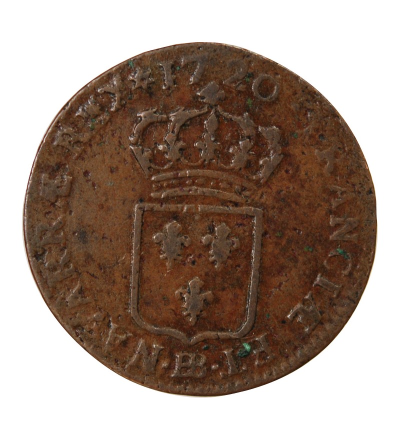 LOUIS XV﻿ - 1/2 SOL AU BUSTE ENFANTIN 1720 BB STRASBOURG