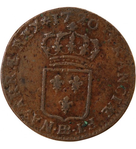 LOUIS XV﻿ - 1/2 SOL AU BUSTE ENFANTIN 1720 BB STRASBOURG