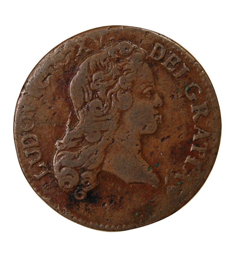 LOUIS XV﻿ - 1/2 SOL AU BUSTE ENFANTIN 1720 BB STRASBOURG