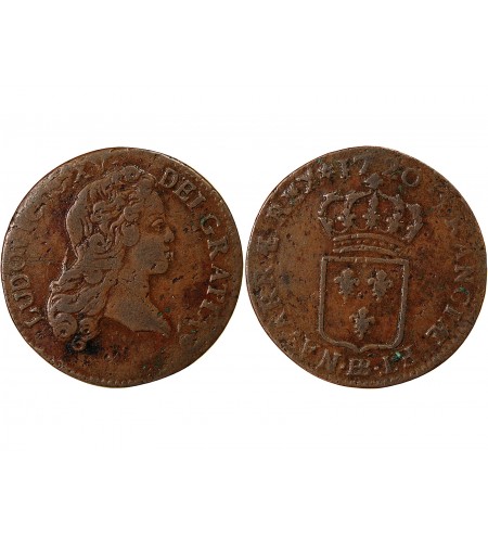 LOUIS XV﻿ - 1/2 SOL AU BUSTE ENFANTIN 1720 BB STRASBOURG