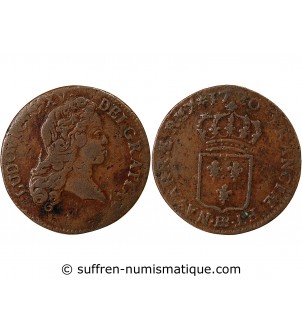 LOUIS XV﻿ - 1/2 SOL AU BUSTE ENFANTIN 1720 BB STRASBOURG