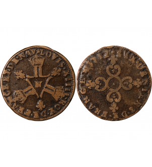 LOUIS XIV﻿ - 6 DENIERS DITS "DARDENNE" 1712 N MONTPELLIER 2