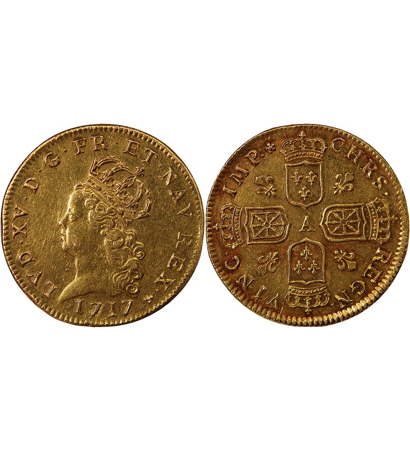 LOUIS XV ﻿- DOUBLE LOUIS D'OR DE NOAILLES 1717 A PARIS