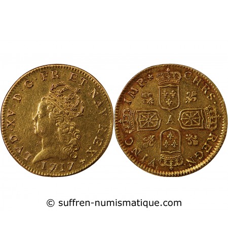 LOUIS XV ﻿- DOUBLE LOUIS D'OR DE NOAILLES 1717 A PARIS