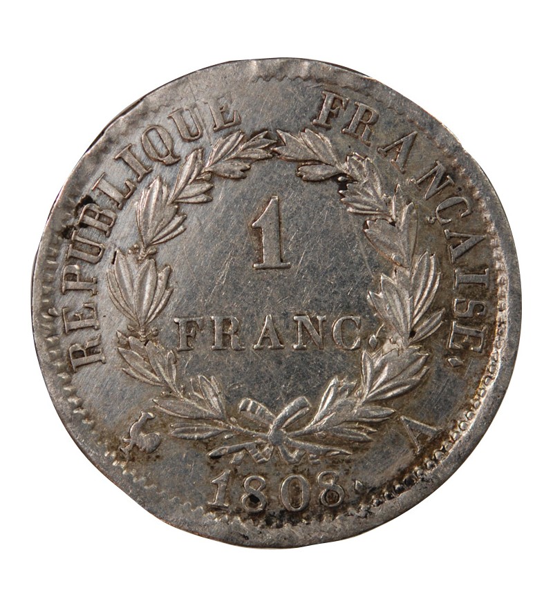 NAPOLEON Ier - 1 FRANC ARGENT 1808 A PARIS Type République