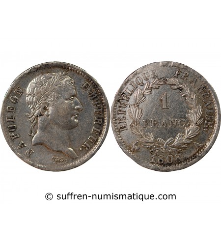 NAPOLEON Ier - 1 FRANC ARGENT 1808 A PARIS Type République