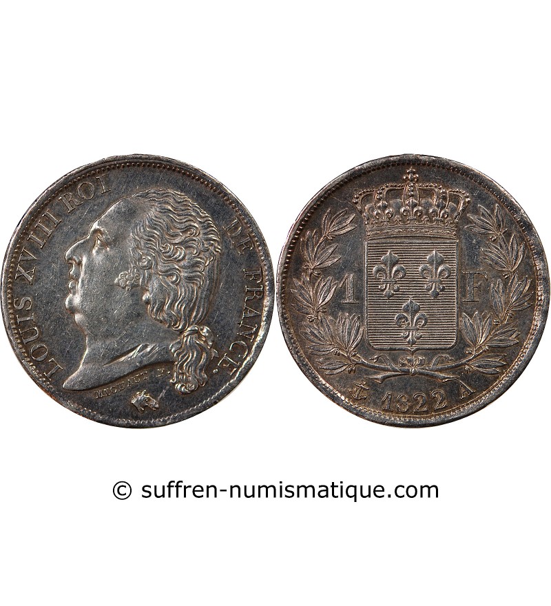 LOUIS XVIII﻿ - 1 FRANC 1822 A PARIS﻿