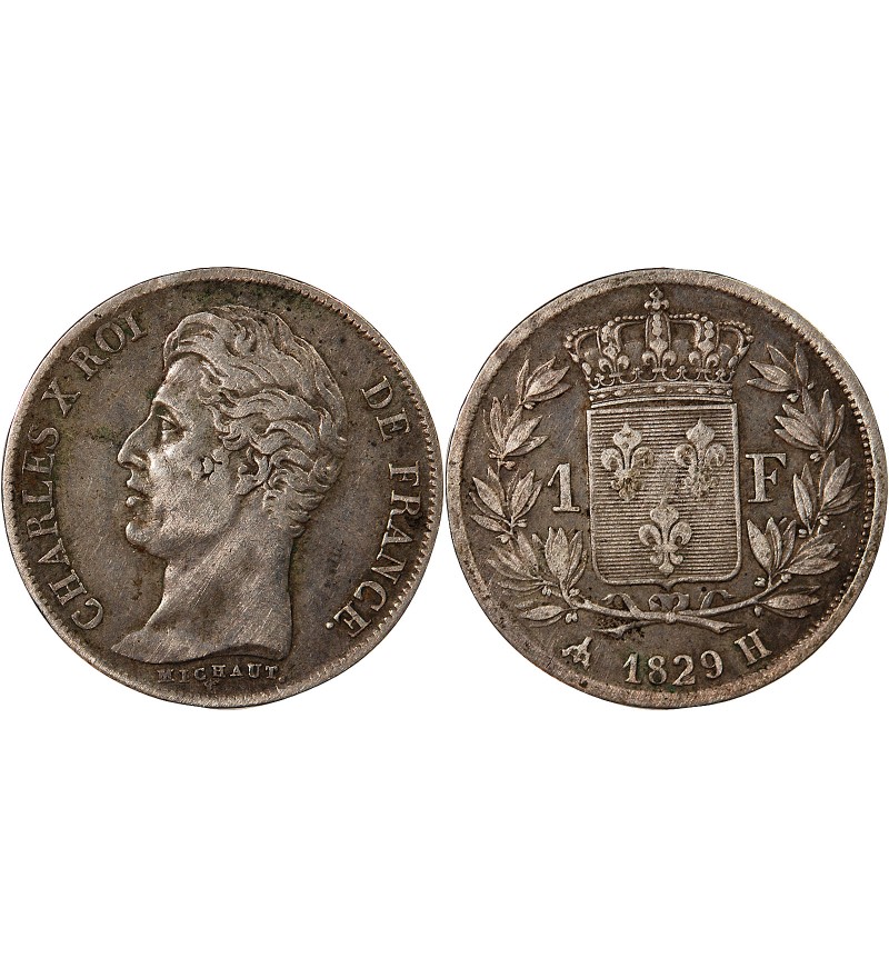 CHARLES X﻿ - 1 FRANC ARGENT 1829 H LA ROCHELLE