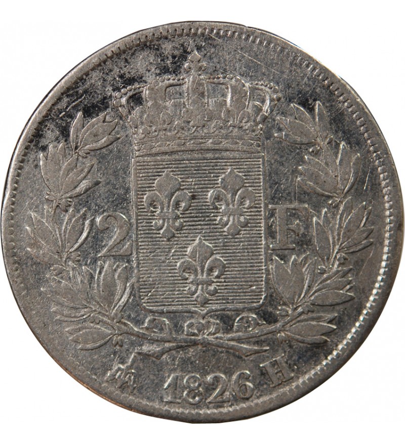 CHARLES X - 2 FRANCS ARGENT 1826 H LA ROCHELLE
