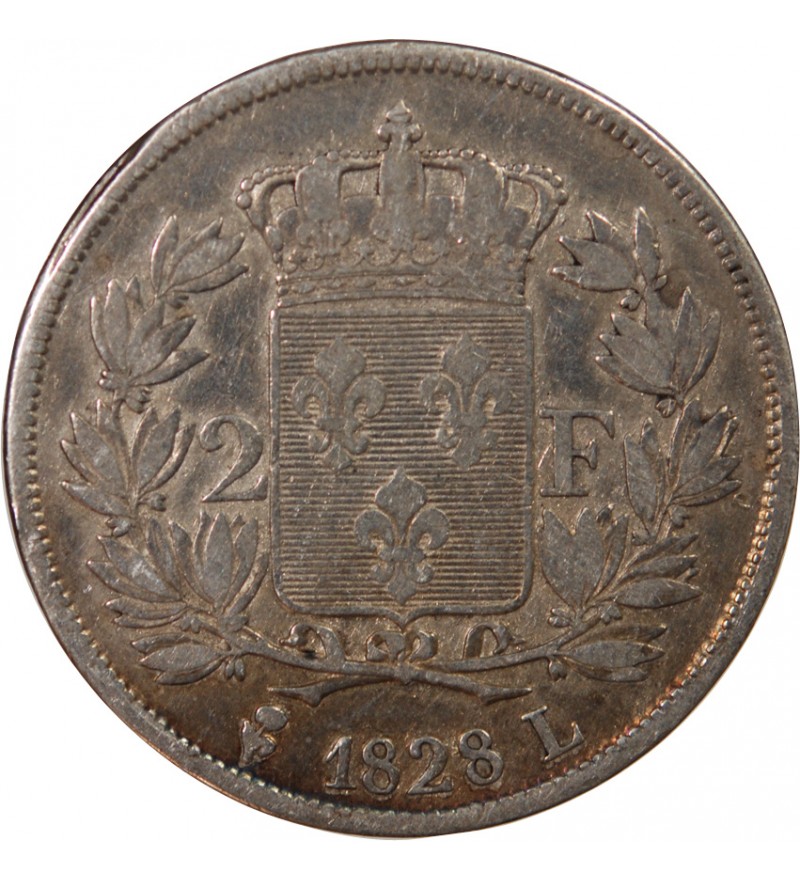 CHARLES X - 2 FRANCS ARGENT 1828 L BAYONNE