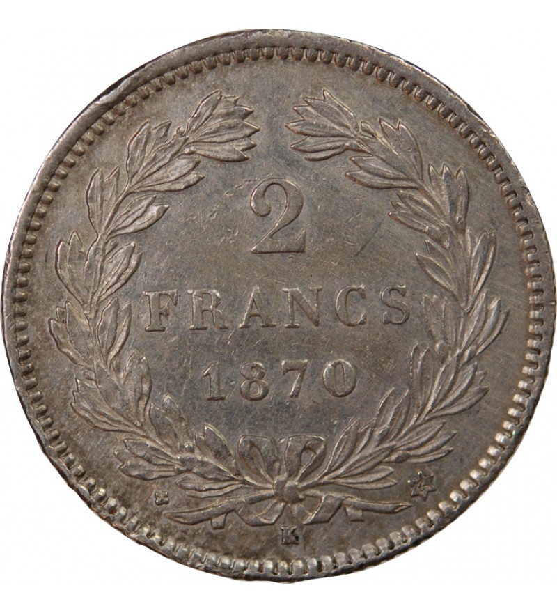 CERES - 2 FRANCS 1870 K BORDEAUX - Sans Légende - Variété Etoile