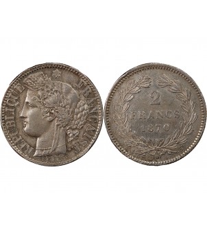 CERES - 2 FRANCS 1870 K BORDEAUX - Sans Légende - Variété Etoile 2