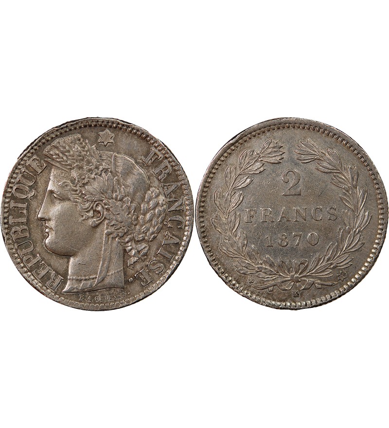 CERES - 2 FRANCS 1870 K BORDEAUX - Sans Légende - Variété Etoile