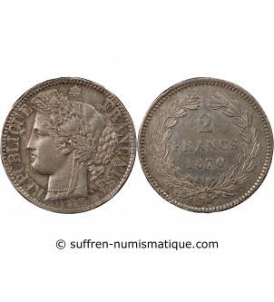 CERES - 2 FRANCS 1870 K BORDEAUX - Sans Légende - Variété Etoile