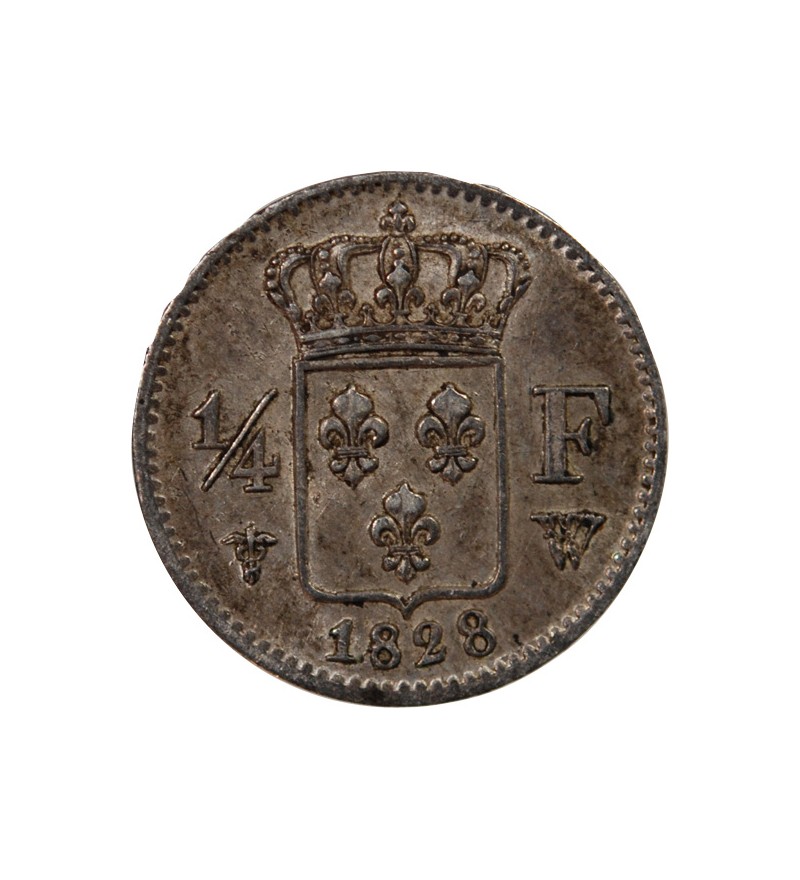 CHARLES X - 1/4 FRANC ARGENT 1828 W LILLE