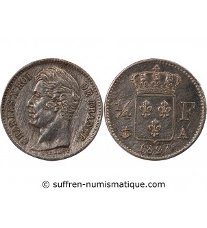 CHARLES X - 1/4 FRANC ARGENT 1827 A PARIS