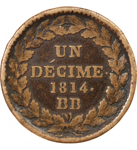 SIEGE DE STRASBOURG, LOUIS XVIII - DECIME 1814. BB