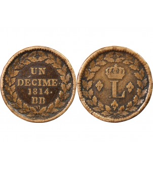 SIEGE DE STRASBOURG, LOUIS XVIII - DECIME 1814. BB 2