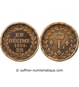 SIEGE DE STRASBOURG, LOUIS XVIII - DECIME 1814. BB