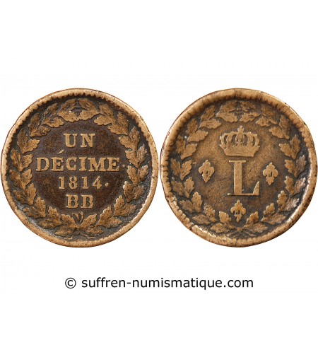 SIEGE DE STRASBOURG, LOUIS XVIII - DECIME 1814. BB