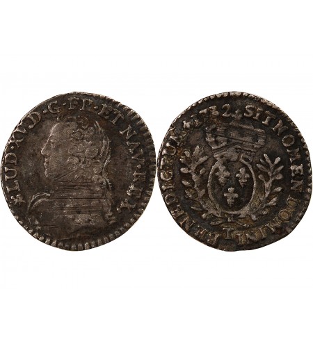 LOUIS XV﻿ - 1/20 ECU AUX BRANCHES D'OLIVIER 1732 T NANTES R3