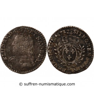 LOUIS XV﻿ - 1/20 ECU AUX BRANCHES D'OLIVIER 1732 T NANTES R3
