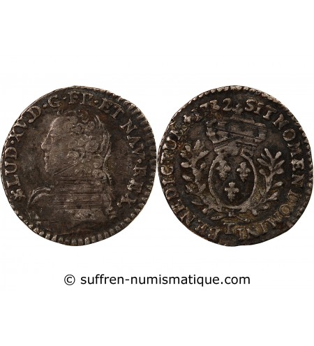 LOUIS XV﻿ - 1/20 ECU AUX BRANCHES D'OLIVIER 1732 T NANTES R3