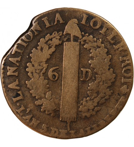 REVOLUTION FRANCAISE, CONSTITUTION - 6 DENIERS 1793 T NANTES