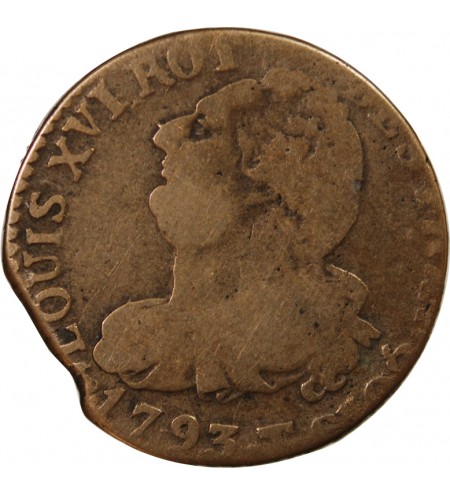 REVOLUTION FRANCAISE, CONSTITUTION - 6 DENIERS 1793 T NANTES