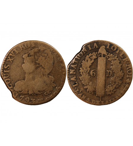 REVOLUTION FRANCAISE, CONSTITUTION - 6 DENIERS 1793 T NANTES