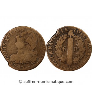 REVOLUTION FRANCAISE, CONSTITUTION - 6 DENIERS 1793 T NANTES