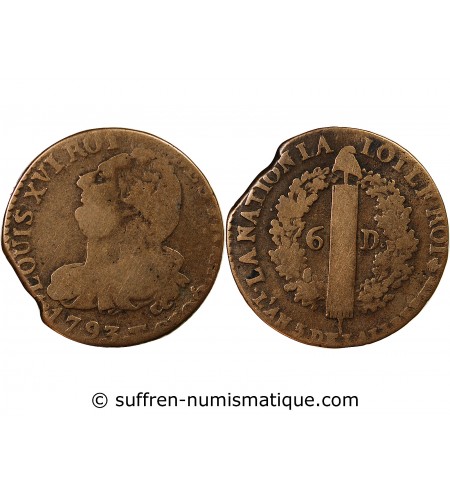 REVOLUTION FRANCAISE, CONSTITUTION - 6 DENIERS 1793 T NANTES
