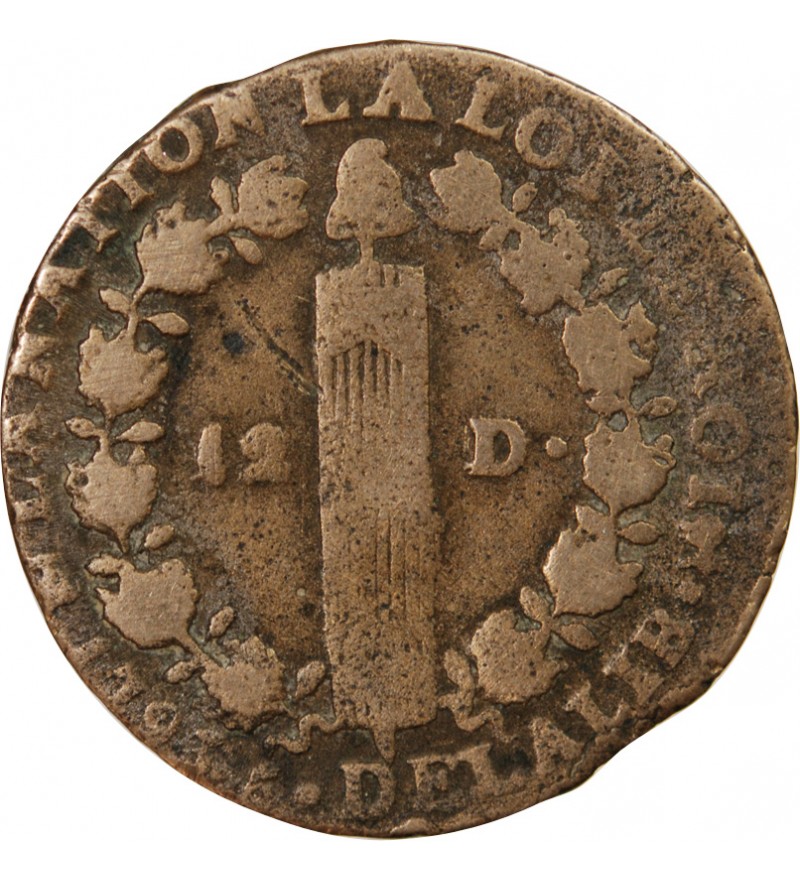 LOUIS XVI, CONSTITUTION - 12 DENIERS 1793 T NANTES