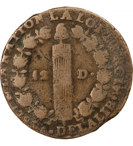 LOUIS XVI, CONSTITUTION - 12 DENIERS 1793 T NANTES